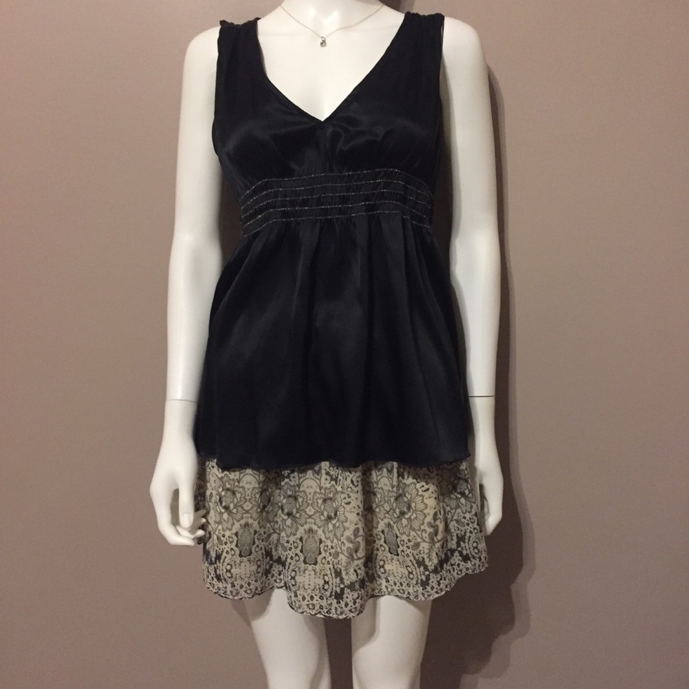 Express Camisole Tank Black Silk Gold Trim Size S